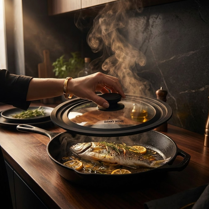 غطاء مقلاة زجاجي حراري