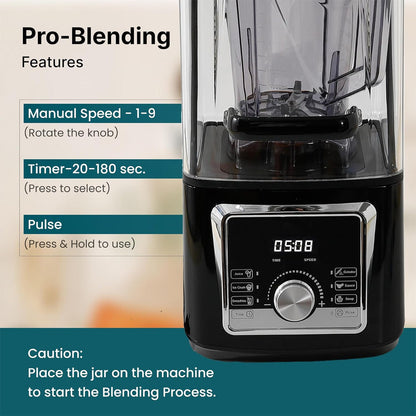 خلاط عالي السرعة العازل للصوت بقوة 2200 واط مع وعاء 4 لتر