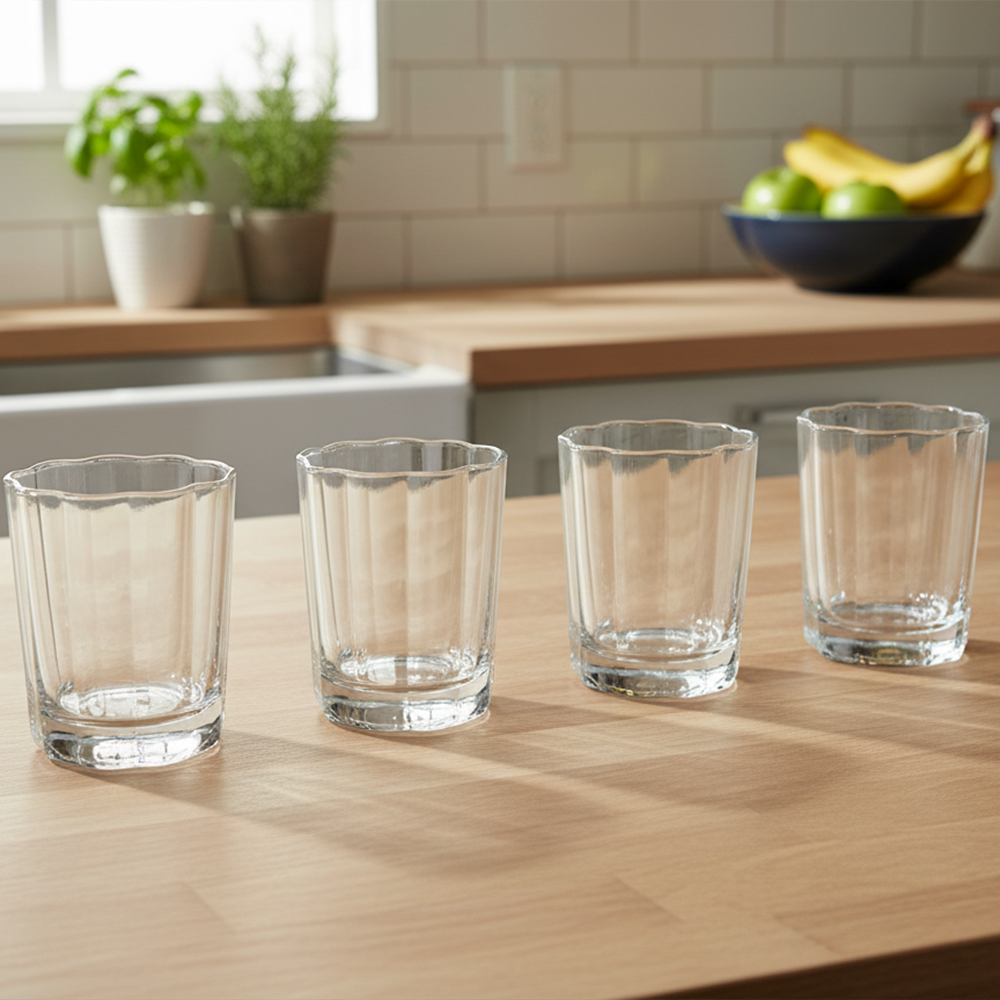 طقم أكواب زجاجية كلاسيكية – 4 قطع (245 مل)