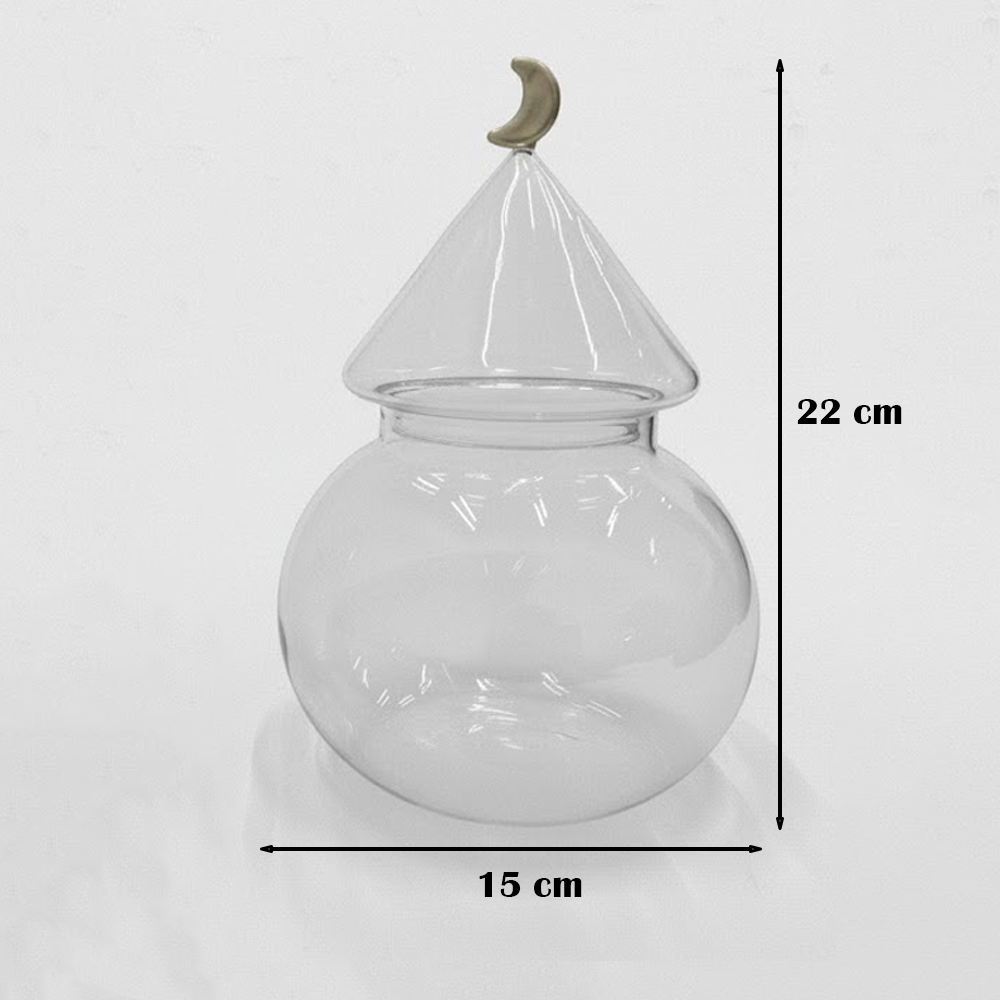 غرشة ضيافة زجاجية بغطاء هلال