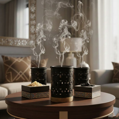 مبخر معدني بقاعدة خشبية Alkuwaity Al Awal الكويتي الأول