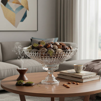 وعاء تقديم مع قاعدة كريستالية - 35.2 سم