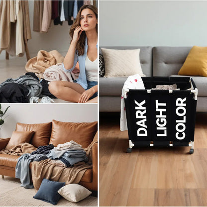 سلة غسيل بثلاث حجرات