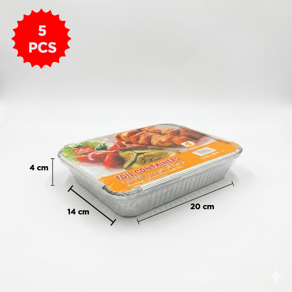 مجموعة علب طعام من رقائق الألومنيوم مع أغطية