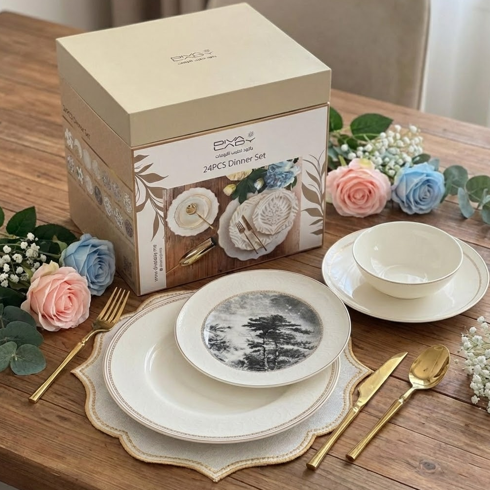 طقم أطباق مائدة فاخر 24 قطعة