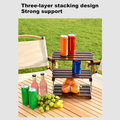 طاولة تخييم خشبية محمولة للخارج