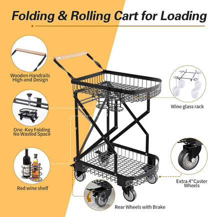 عربة معدنية محمولة مزدوجة الطبقة