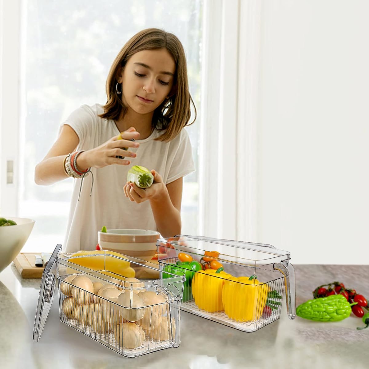 صندوق تخزين للثلاجة بمقبص