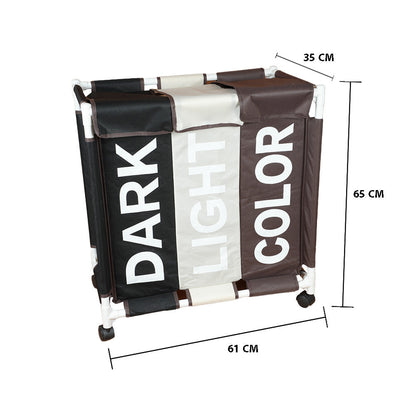 سلة غسيل بثلاثة أقسام