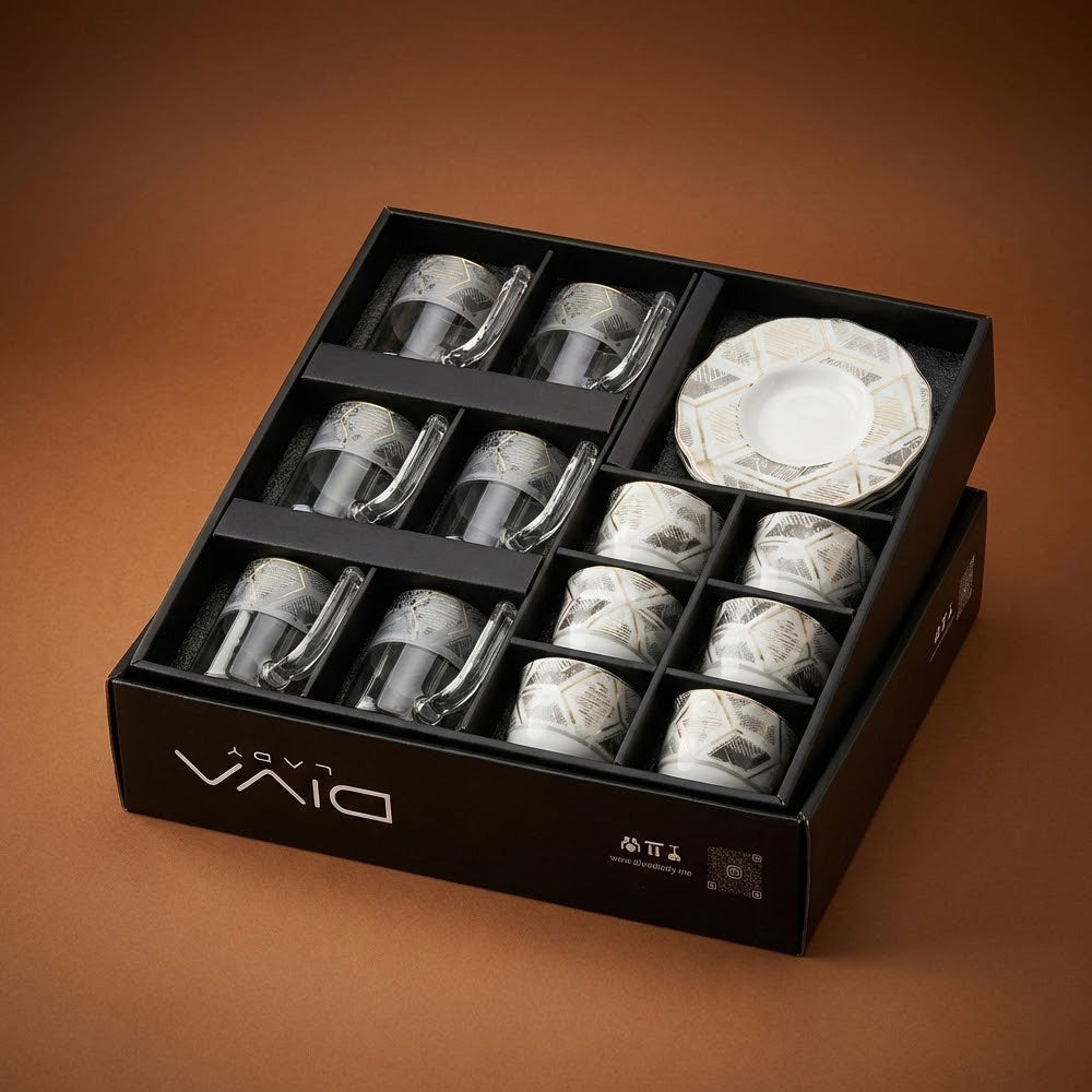 طقم استكانه وفنجان 18 قطعة