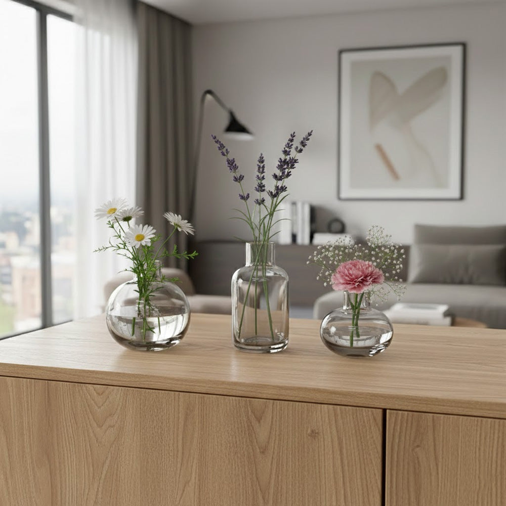 طقم مزهريات زجاجية (3 قطع)