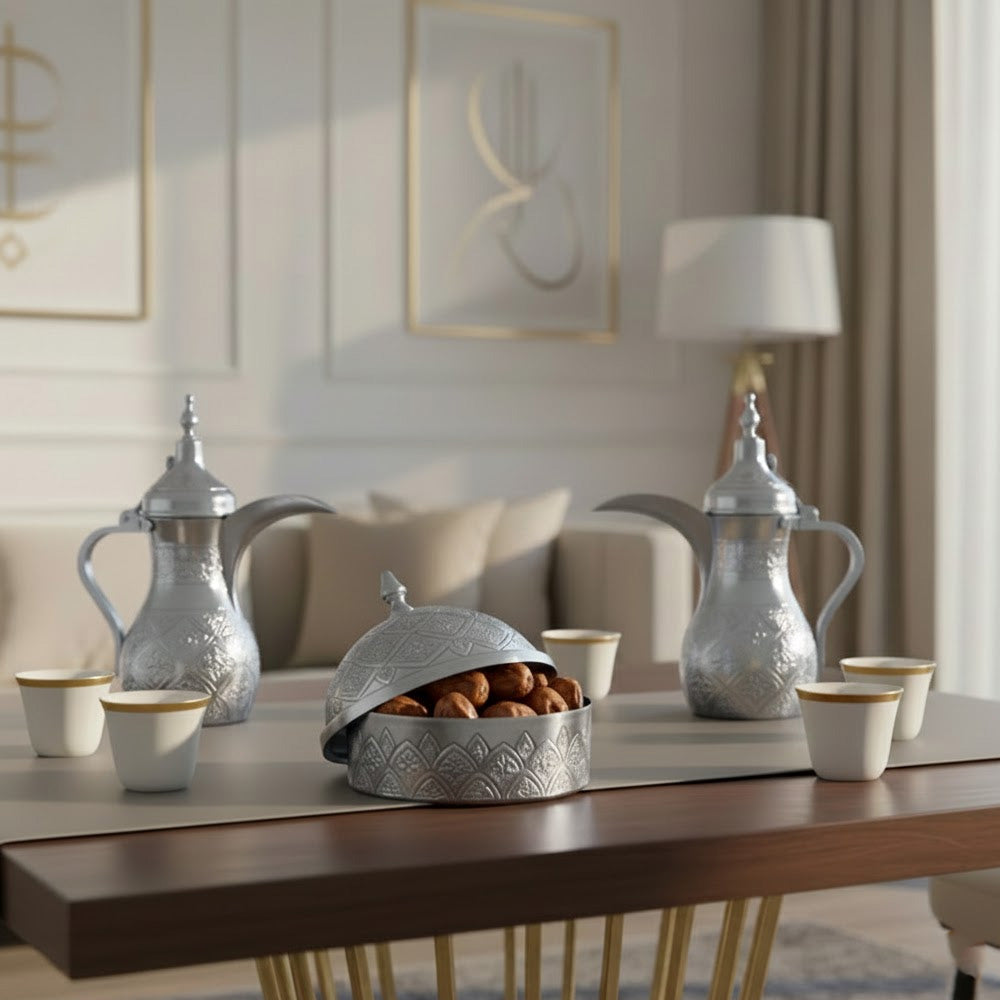 وعاء تمر معدني مزخرف كبير Alkuwaity Al Awal الكويتي الأول