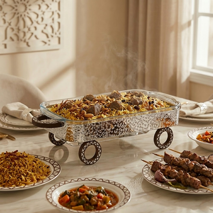 سخان تقديم طعام بغطاء زجاجي