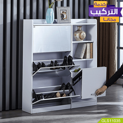 خزانة تخزين أحذية خشبية