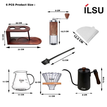 مجموعة ماكينة صنع القهوة المحمولة من ILSU - 6 قطع