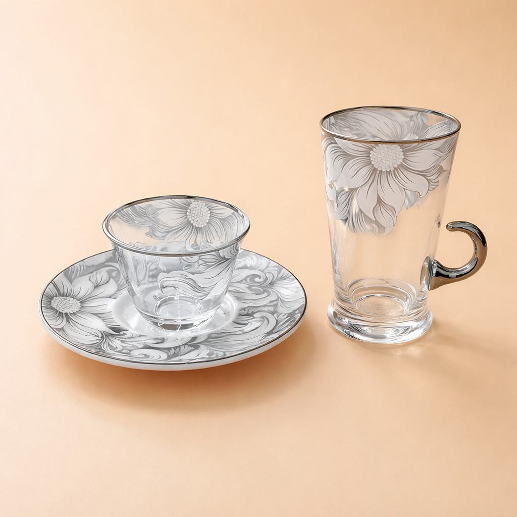 طقم استكانه وفنجان 18 قطعة