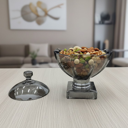 وعاء تقديم زجاجي فاخر بقاعدة وغطاء