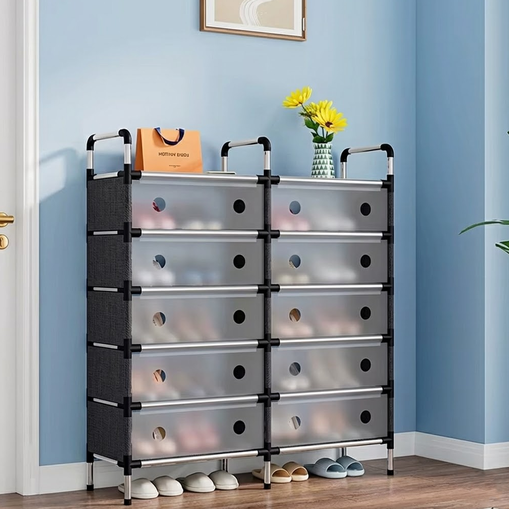 خزانة أحذية بواجهات سحب شفافة