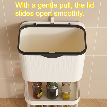 سلة قمامة مع رفين للتخزين