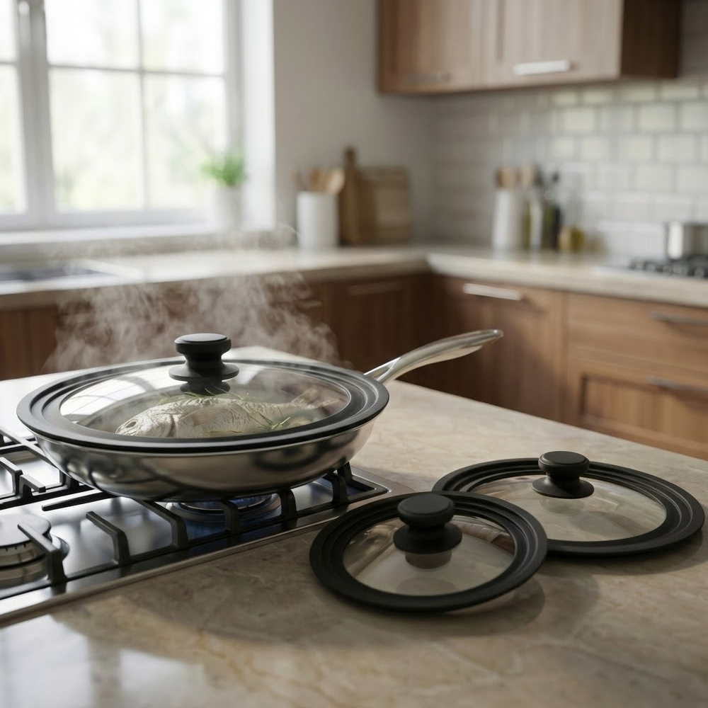 غطاء مقلاة زجاجي حراري