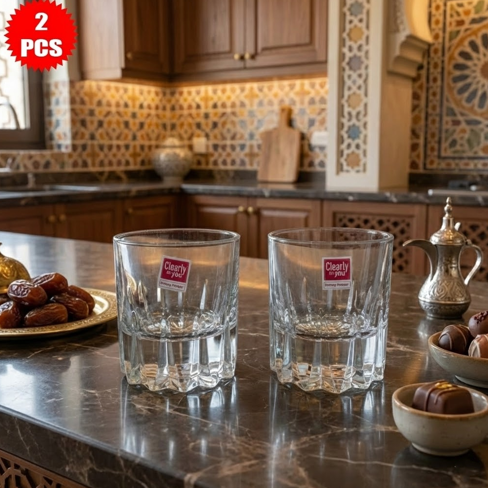 طقم أكواب زجاجية للتقديم 2قطعة