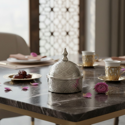 وعاء تمر معدني فاخر مزخرف