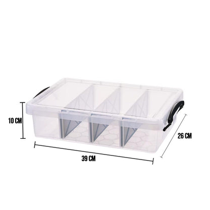 صندوق تخزين شفاف مع 4 فواصل