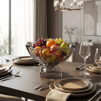 وعاء فاكهة عصري من الكريستال على قاعدة - 23.7 سم