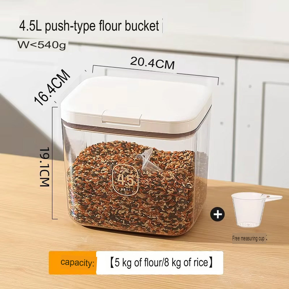 حاوية محكمة الإغلاق للدقيق والأرز تعمل بالدفع