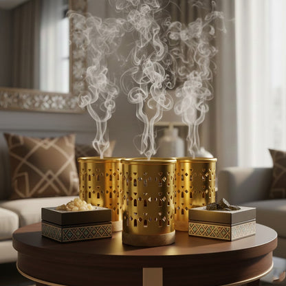 مبخر معدني بقاعدة خشبية Alkuwaity Al Awal الكويتي الأول