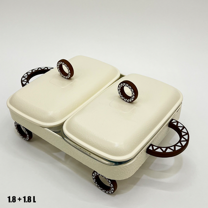 سخان طعام زجاجي مزدوج 1.8 + 1.8 لتر