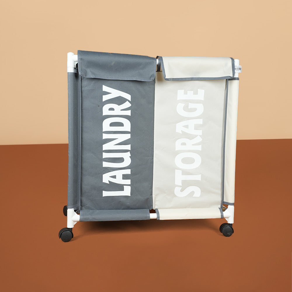 سلة غسيل مكونة من حجرتين مع غطاء