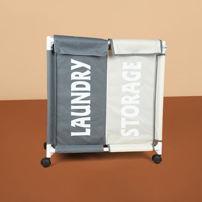 سلة غسيل مكونة من حجرتين مع غطاء