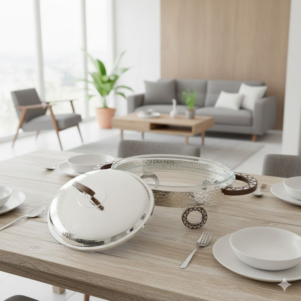 سخان طعام فولاذي مع غطاء زجاجي - 2.5 لتر