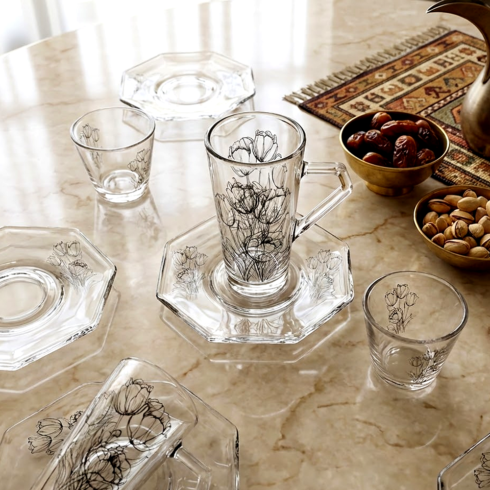 طقم استكانة وفنجان 18قطعة Diva Lady