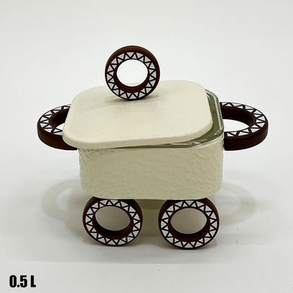 سخان طعام زجاجي مربع صغير 0.5 لتر