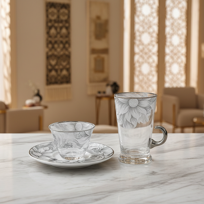 طقم استكانه وفنجان 18 قطعة