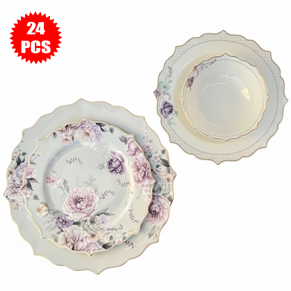 طقم أطباق مائدة فاخر 24 قطعة