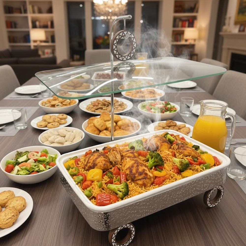 سخان طعام مع غطاء زجاجي علوي سعة 3 لتر