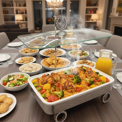 سخان طعام مع غطاء زجاجي علوي سعة 3 لتر