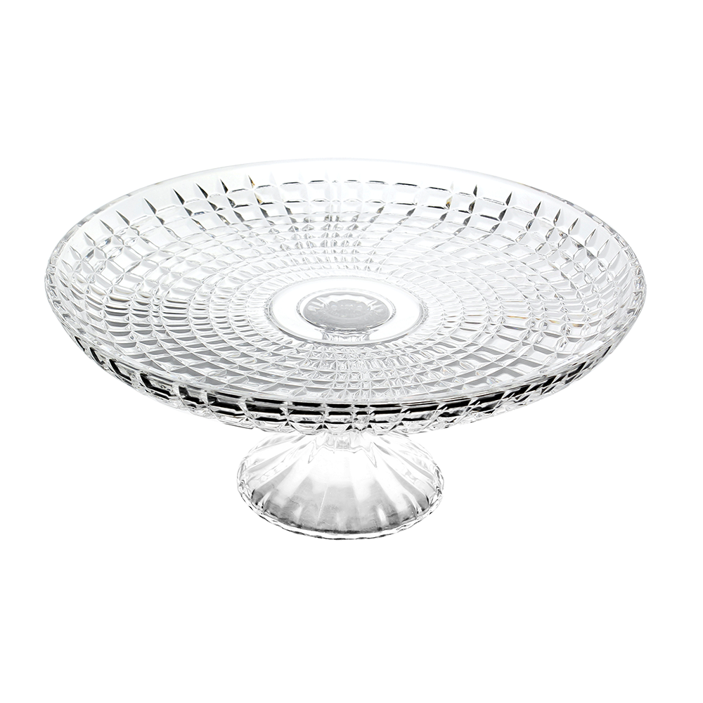 طبق تقديم زجاجي فاخر على قاعدة