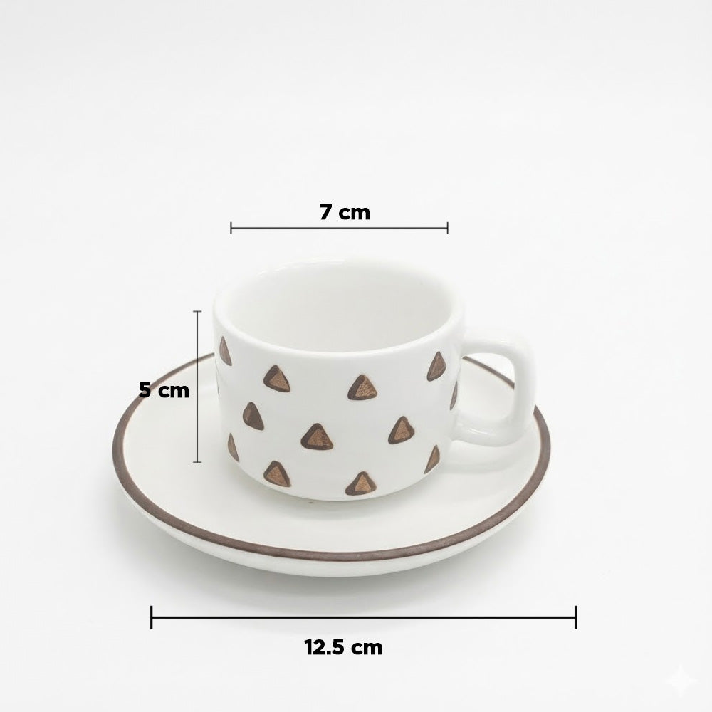 طقم فناجين وصحون قهوة من السيراميك - 12 قطعة