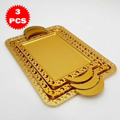 طقم صواني تقديم بنقشة الهلال 3 قطع