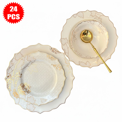 طقم أطباق مائدة فاخر 24 قطعة