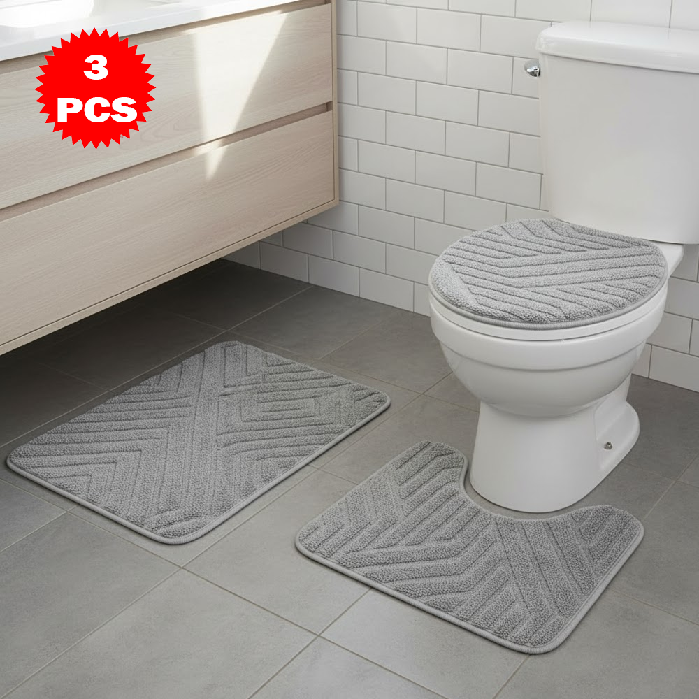 طقم سجاد حمام من 3 قطع مضاد للانزلاق