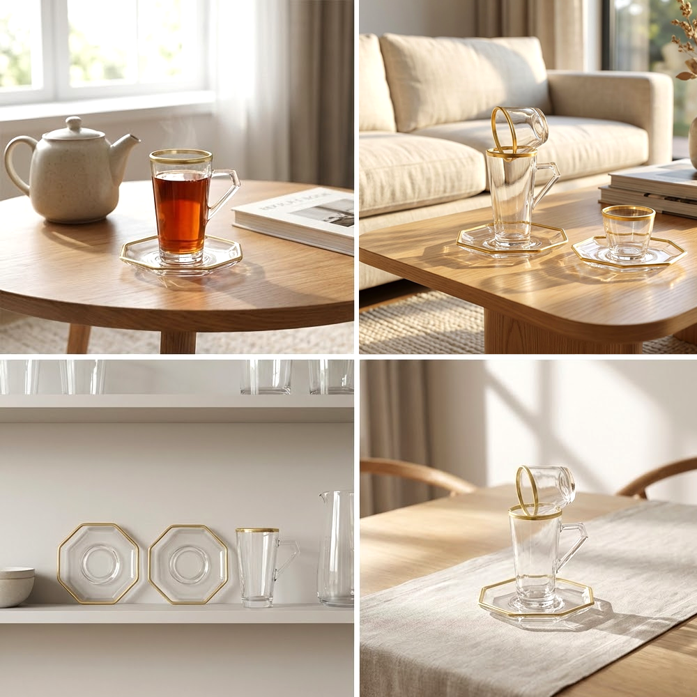 طقم استكانة وفنجان 18قطعة Diva Lady