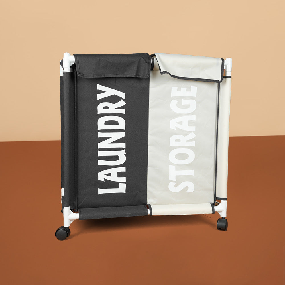 سلة غسيل مكونة من حجرتين مع غطاء