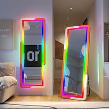 مرآة طويلة بحامل أرضي بإضاءة