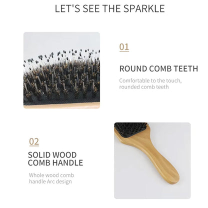 فرشاة شعر خشبية  مضادة للكهرباء