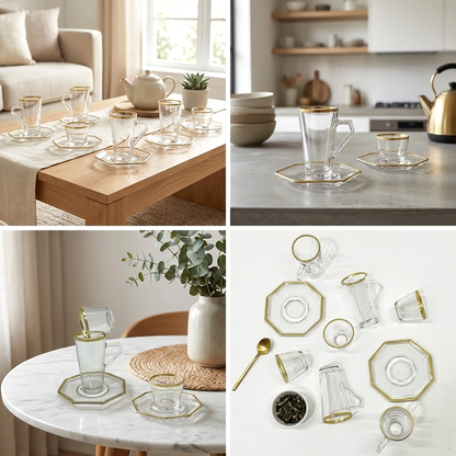 طقم استكانة وفنجان 18قطعة Diva Lady